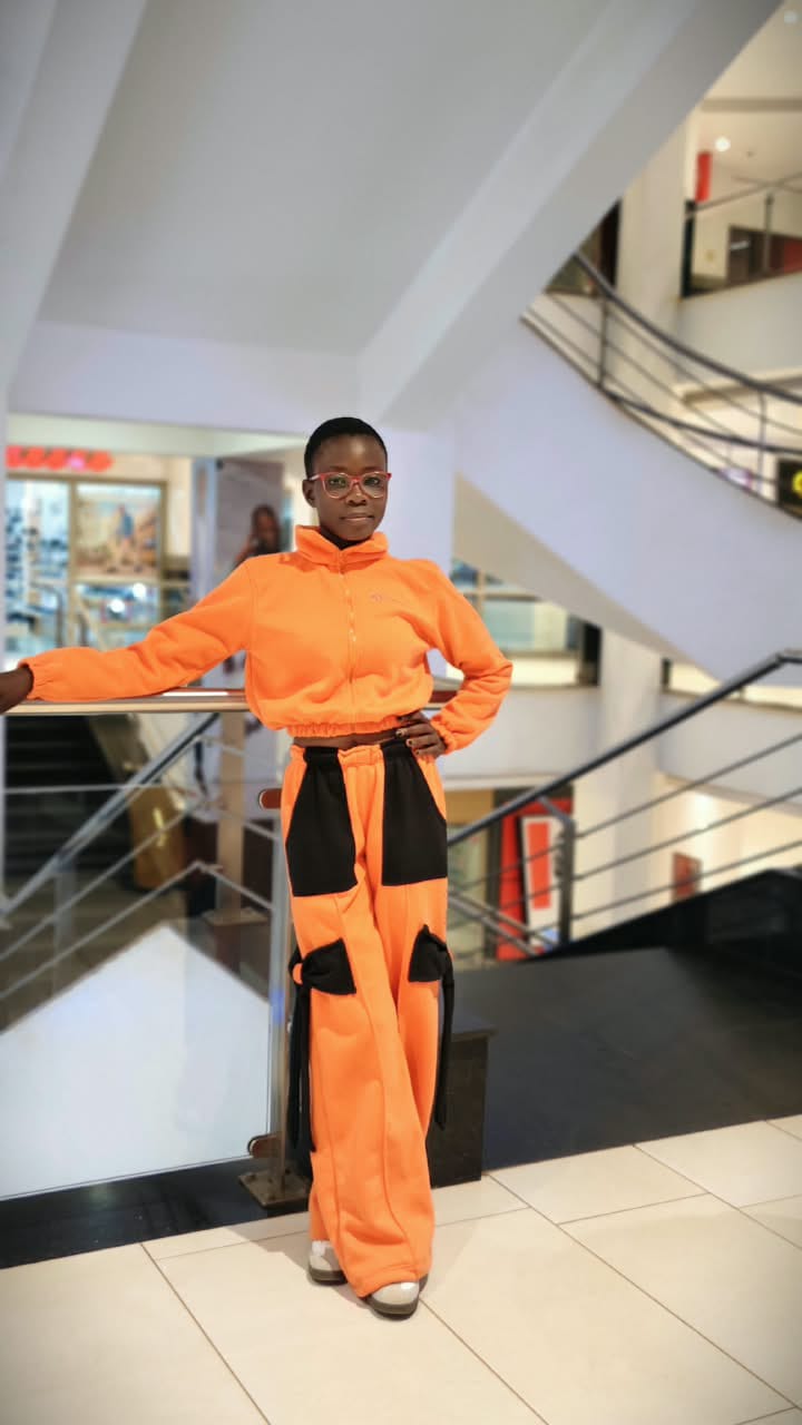 Safety orange cargo utility set in the atrium